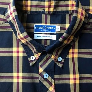 Fred Perry Men’s Short Sleeve Plaid Shirt Size 42 | L